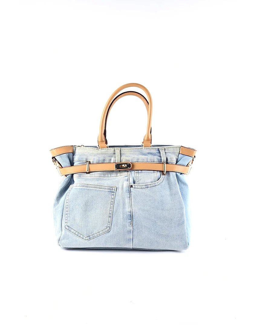 Kunstlederen jeans handtas met unieke details