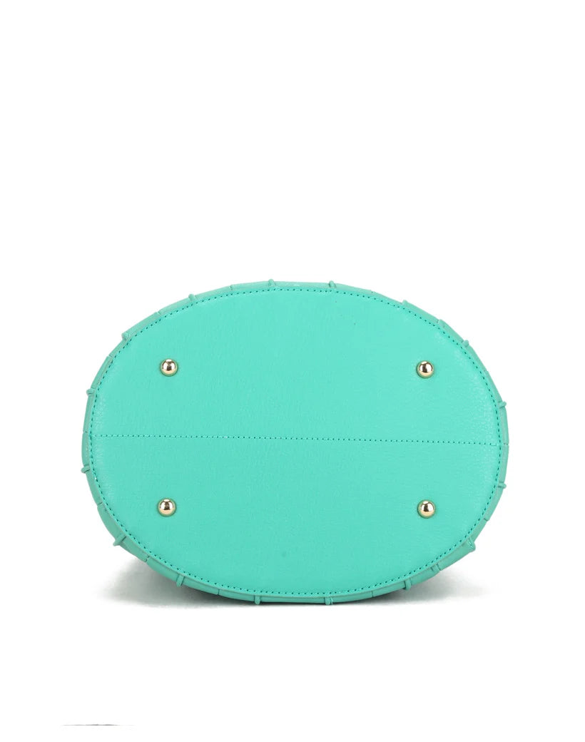 Handtas met bamboe handvaten en Etui