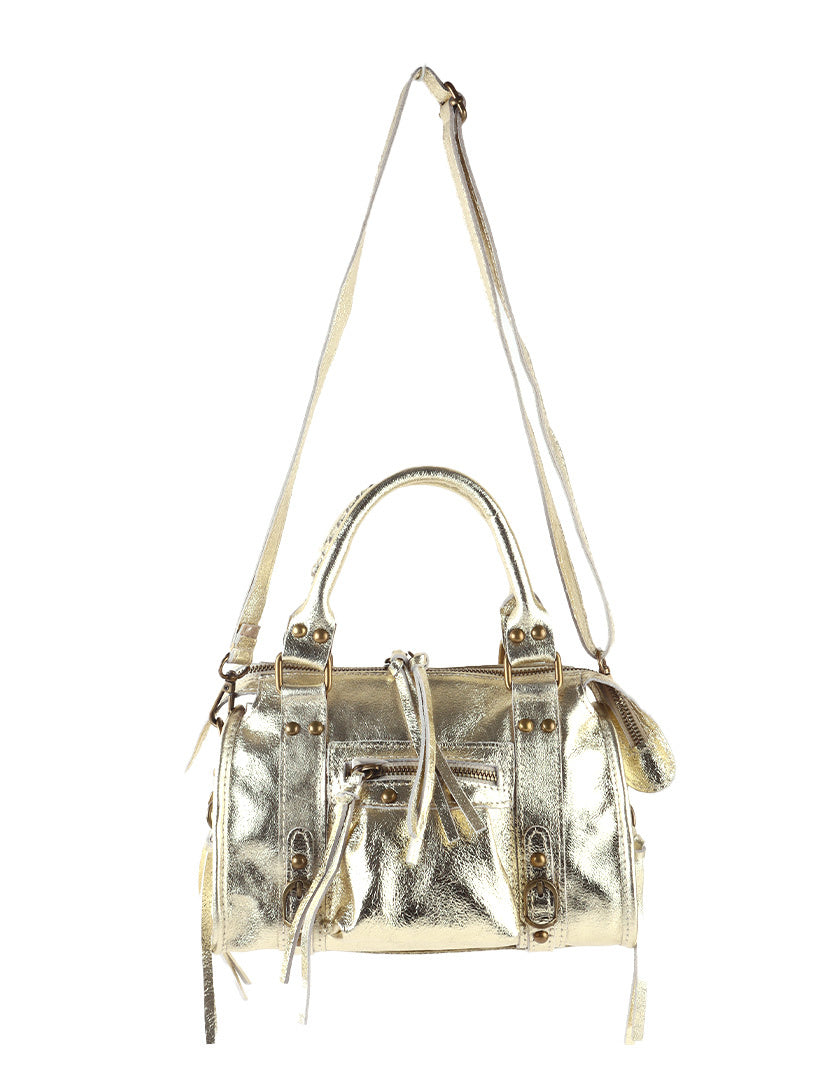 Lederen metallic schoudertas
