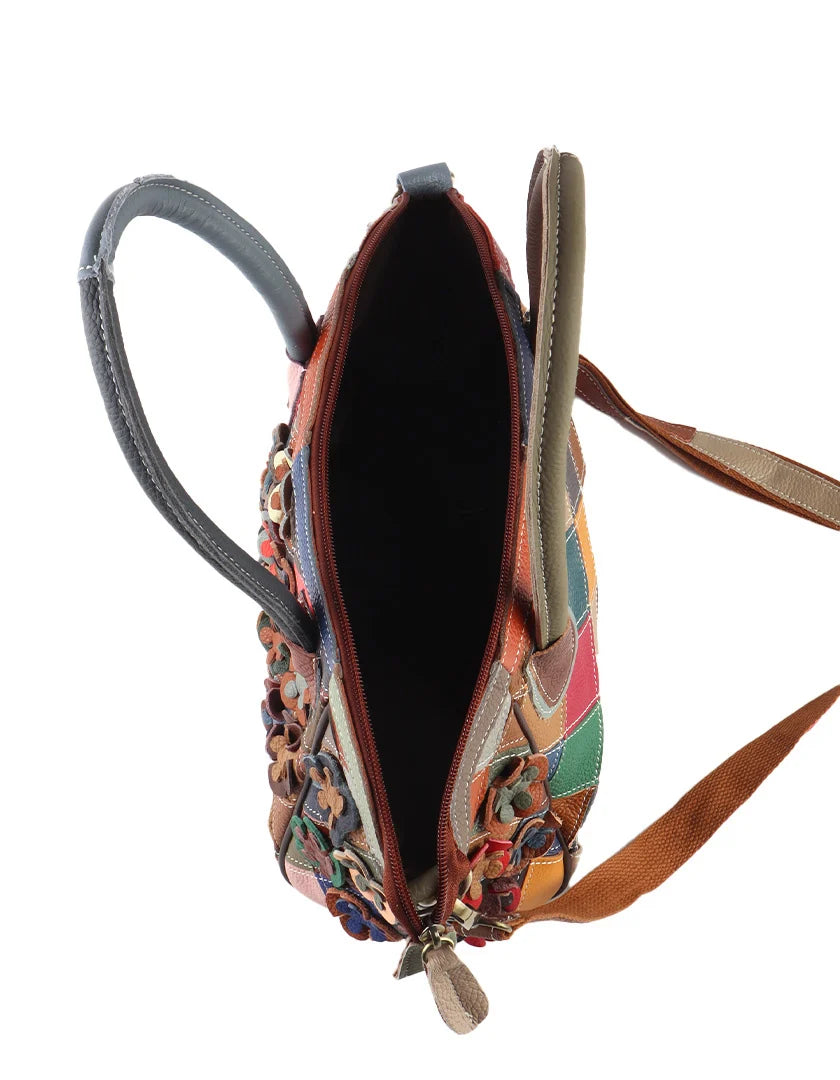 Lederen handtasje  Bloemetjes