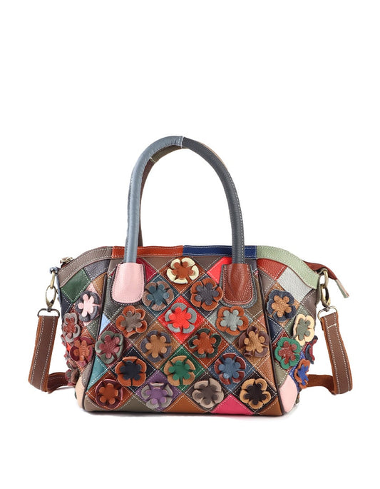 Lederen handtasje  Bloemetjes