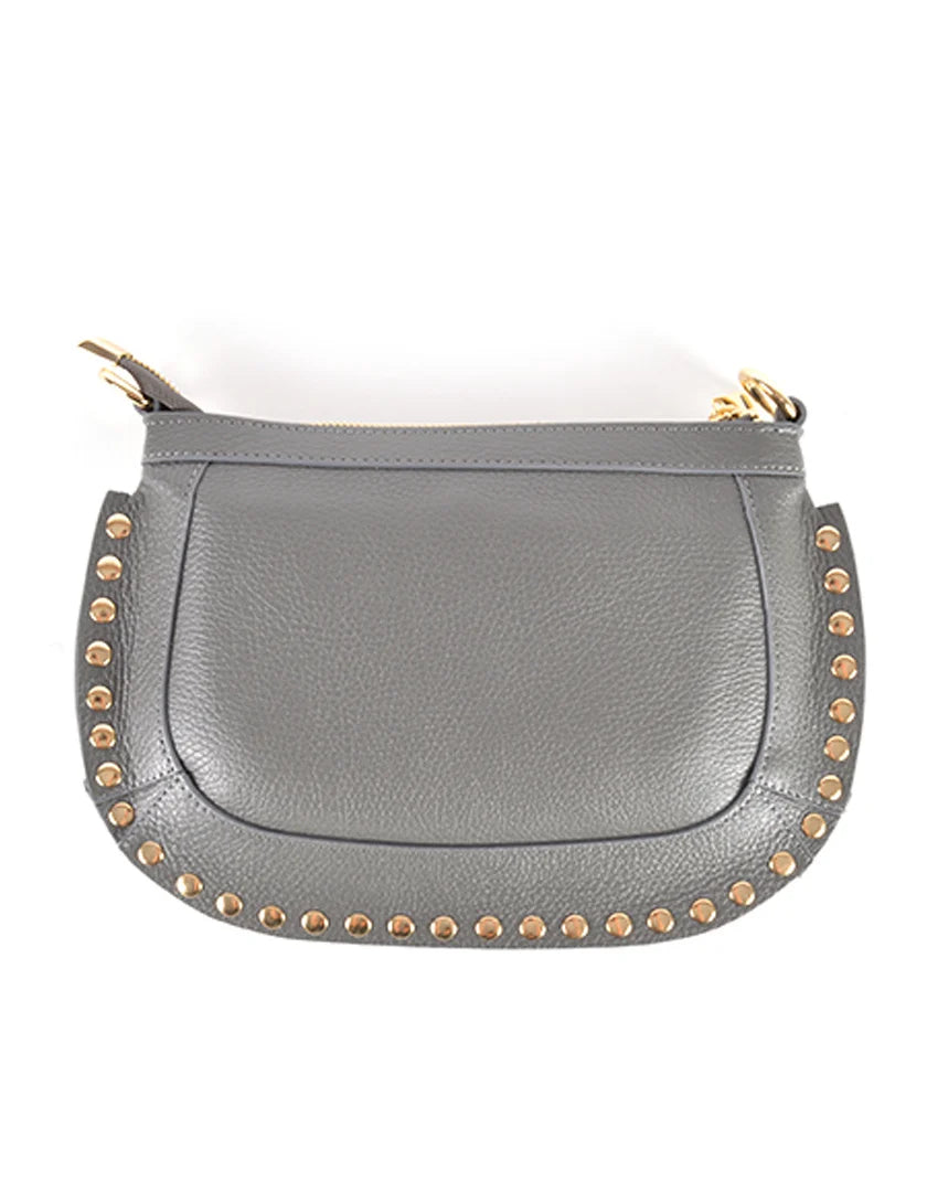 Halfronde schoudertas met goudkleurige studs