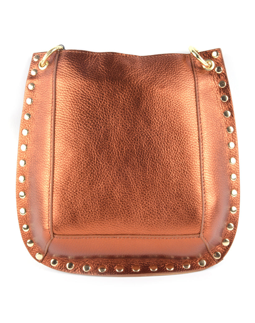 Lederen schoudertas met studs.
